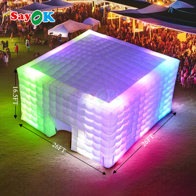 เต็นท์อากาศแบบลม 8m x 8m มีไฟ LED และผ้าออ็กซ์ฟอร์ดทนทานสําหรับงานกลางแจ้ง
