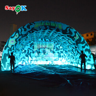 ผ้าคลุมเวทีเป่าลมกันน้ำแบบพกพาพร้อมการพิมพ์แบบกำหนดเองและไฟ LED