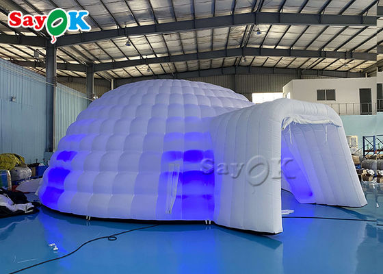 แคมป์กลางแจ้ง 8m ไฟ LED ขนาดใหญ่ หอเต็นท์การจัดงาน Dome Inflatable หอเต็นท์ Igloo Inflatable