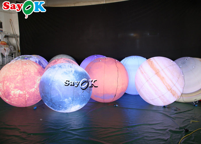 LED ขนาดใหญ่แขวนโคมไฟพองตกแต่งแปดดาวเคราะห์วัสดุพีวีซี