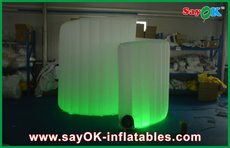 Photo Booth Led Lights Spiral Advertiaing Inflatable Photobooth สีขาวแบบพกพาพร้อมผ้าอ๊อกซ์ฟอร์ด