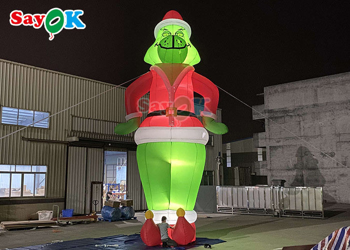 สุนัขยักษ์จิ๋วแบบลมได้ ตัวละครการ์ตูน Grinch แบบลมได้ บอลลูน Santa คริสต์มาส สําหรับตกแต่ง
