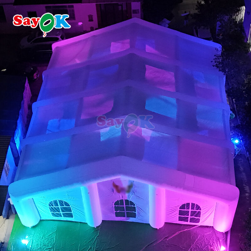 เต็นท์เป่าลมยักษ์กลางแจ้งทนทานต่อสภาพอากาศพร้อมไฟ LED สำหรับงานอีเวนต์ 300 คน