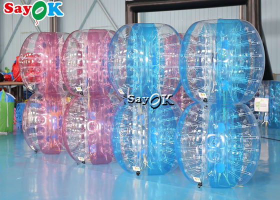 เกมคาร์นิวัลทำให้พองสำหรับผู้ใหญ่ TPU PVC Body Zorb Bumper Ball Set สีฟ้าใสสีชมพู Inflatable Bubble Soccer