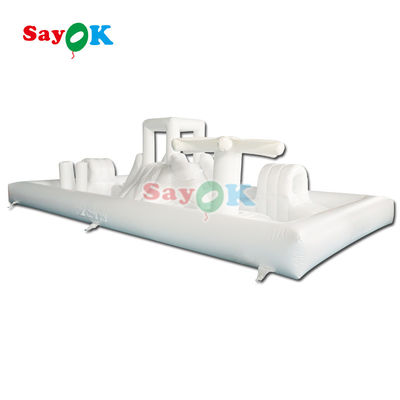 อุปกรณ์การเล่นแบบอ่อนแบบพาณิชย์ที่กําหนดเอง สปริชแพดสีขาว สนามน้ําอัดอัด สลอยปราสาท