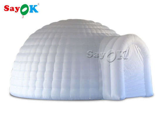หอเต็นท์กลางแจ้งแบบอัดลม 5m ห้องเต็นท์ Igloo Dome ขาวแบบอัดลม พร้อมไฟ LED สําหรับงานแต่งงาน